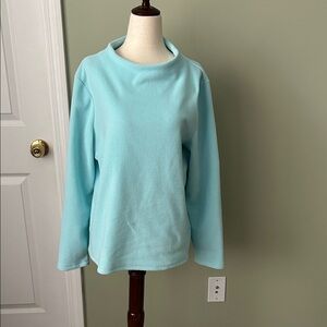Talbots Aqua Blue Fleece pullover.  Size L